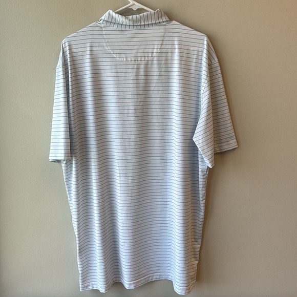 Masters Tech White Blue Striped Men's Polo Shirt - Picture 5 of 5